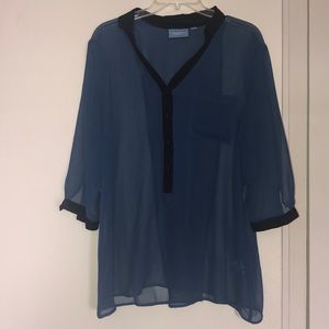 Brand new sheer navy blue Vera Wang blouse
